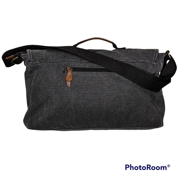 Protege Travel Gear Messenger Bag Canvas Multi Pockets Leather Pulls Gray - Picture 2 of 16